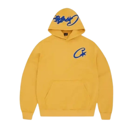 corteiz-satin-c-star-applique-hoodie-mustard