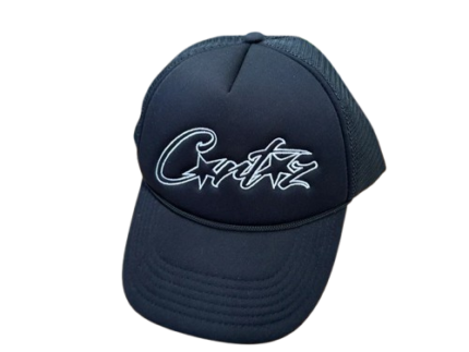 corteiz-spellout-trucker-hat-black