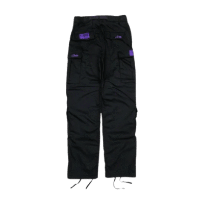 corteiz-purp-guerillaz-cargos-black-purple