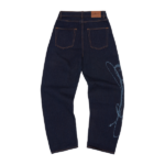 FRAYED DENIM BAGGY JEANS [INDIGO]