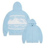 HYBRID JACQUARD KNIT ALCATRAZ ZIP HOODIE [BABY BLUE]