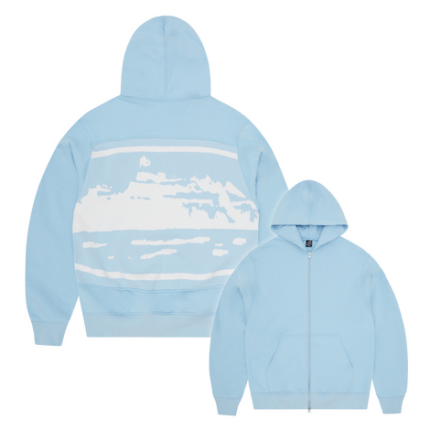 HYBRID JACQUARD KNIT ALCATRAZ ZIP HOODIE [BABY BLUE]